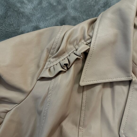 Lane Bryant 22/24 Faux Leather Ruffle Jacket Coat Moto - Picture 3 of 9